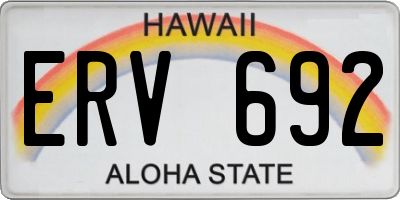 HI license plate ERV692