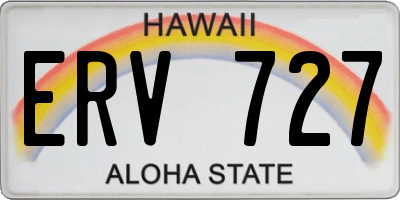 HI license plate ERV727