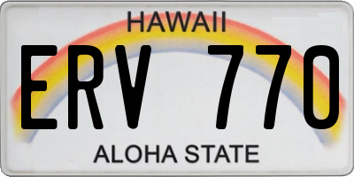 HI license plate ERV770
