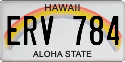 HI license plate ERV784