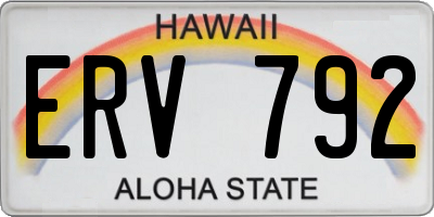 HI license plate ERV792