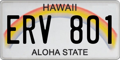 HI license plate ERV801