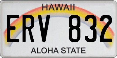 HI license plate ERV832