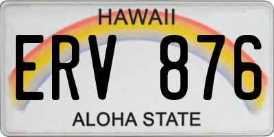 HI license plate ERV876