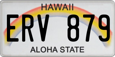 HI license plate ERV879