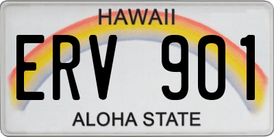 HI license plate ERV901