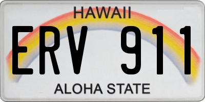 HI license plate ERV911