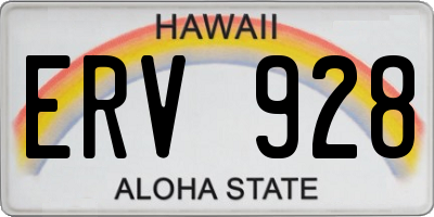 HI license plate ERV928