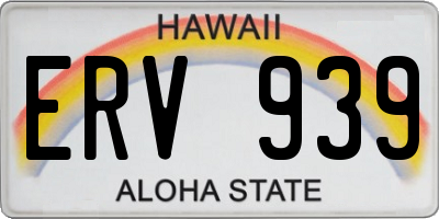 HI license plate ERV939