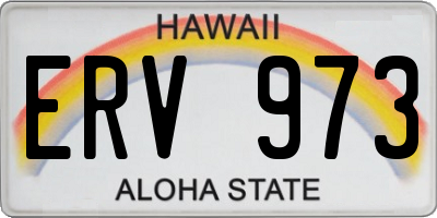 HI license plate ERV973