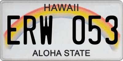 HI license plate ERW053
