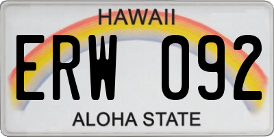HI license plate ERW092