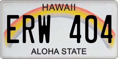 HI license plate ERW404