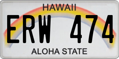 HI license plate ERW474