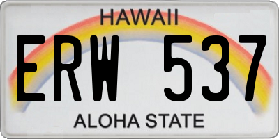 HI license plate ERW537