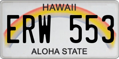 HI license plate ERW553