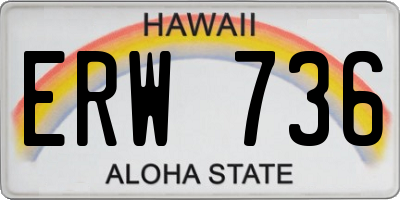 HI license plate ERW736