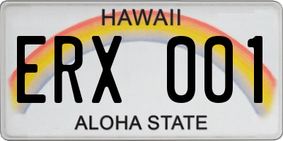 HI license plate ERX001