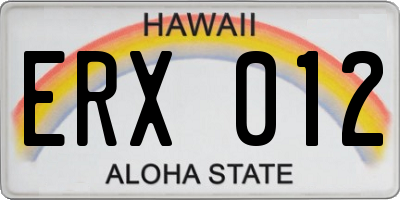 HI license plate ERX012