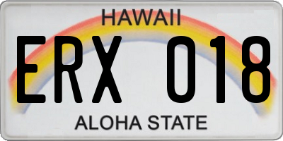 HI license plate ERX018