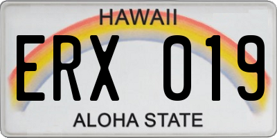 HI license plate ERX019