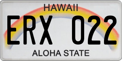 HI license plate ERX022