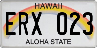 HI license plate ERX023