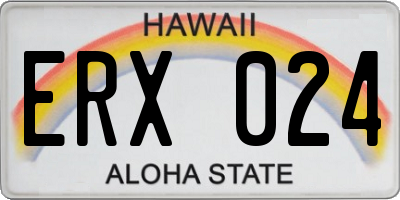 HI license plate ERX024