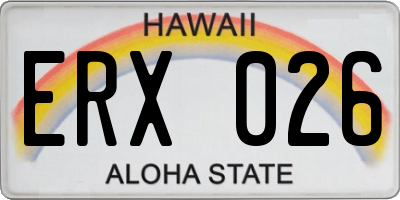 HI license plate ERX026
