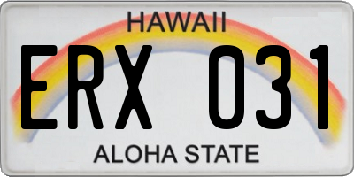 HI license plate ERX031