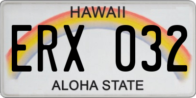 HI license plate ERX032
