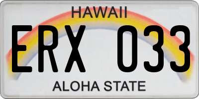 HI license plate ERX033