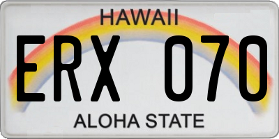 HI license plate ERX070
