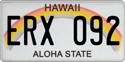 HI license plate ERX092