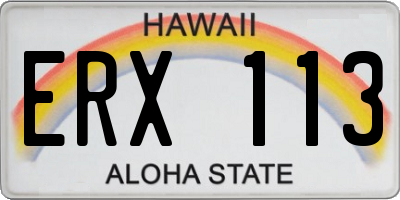 HI license plate ERX113
