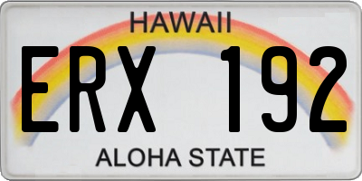 HI license plate ERX192