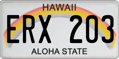HI license plate ERX203