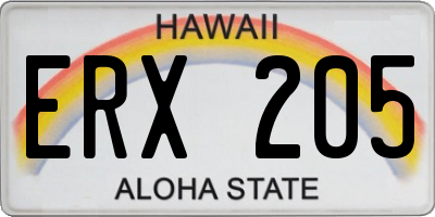 HI license plate ERX205