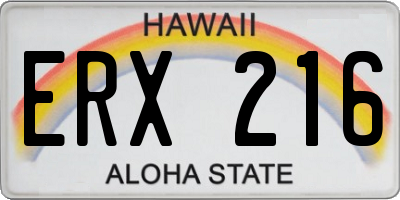 HI license plate ERX216