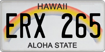 HI license plate ERX265