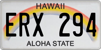 HI license plate ERX294