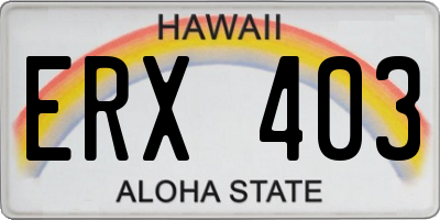 HI license plate ERX403