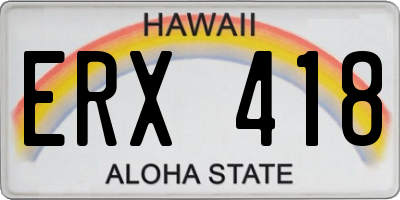 HI license plate ERX418