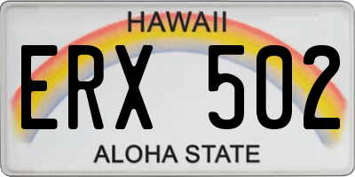 HI license plate ERX502