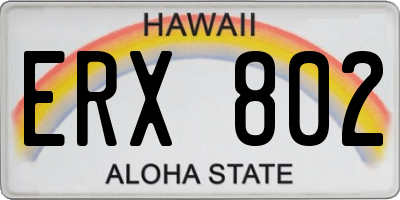 HI license plate ERX802