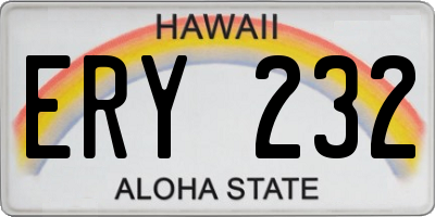 HI license plate ERY232