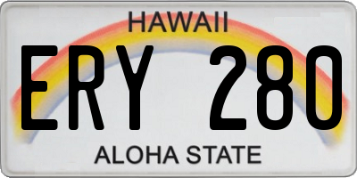 HI license plate ERY280