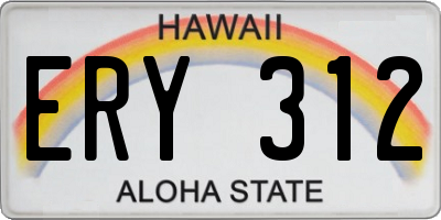 HI license plate ERY312