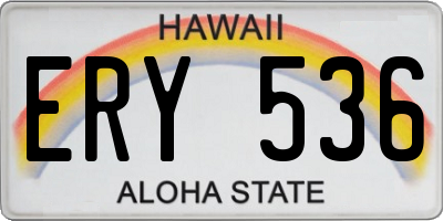 HI license plate ERY536