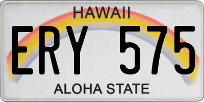 HI license plate ERY575